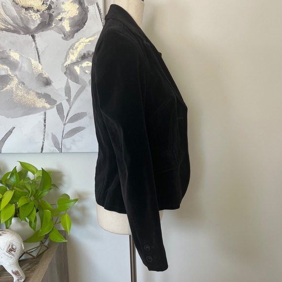 Vintage Esprit Blazer Womens 6 Black Velvet One Button Notch Lapel Jacket - Picture 3 of 11